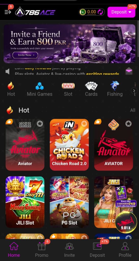 786ACE home screen